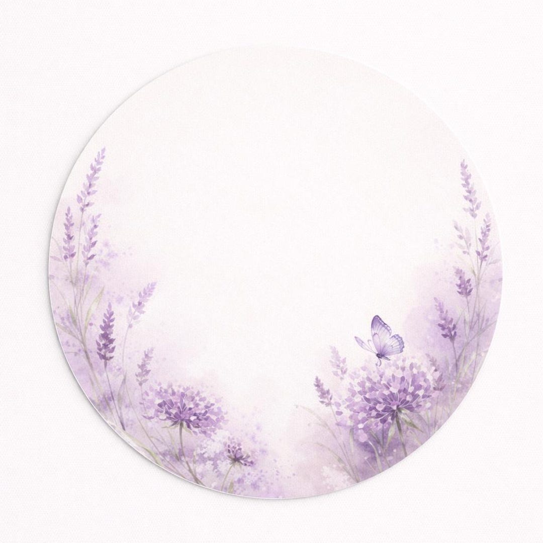 Placemat Set of 4 Pastel Floral – 15 Inch Round Placemat, Soft Lavender ...