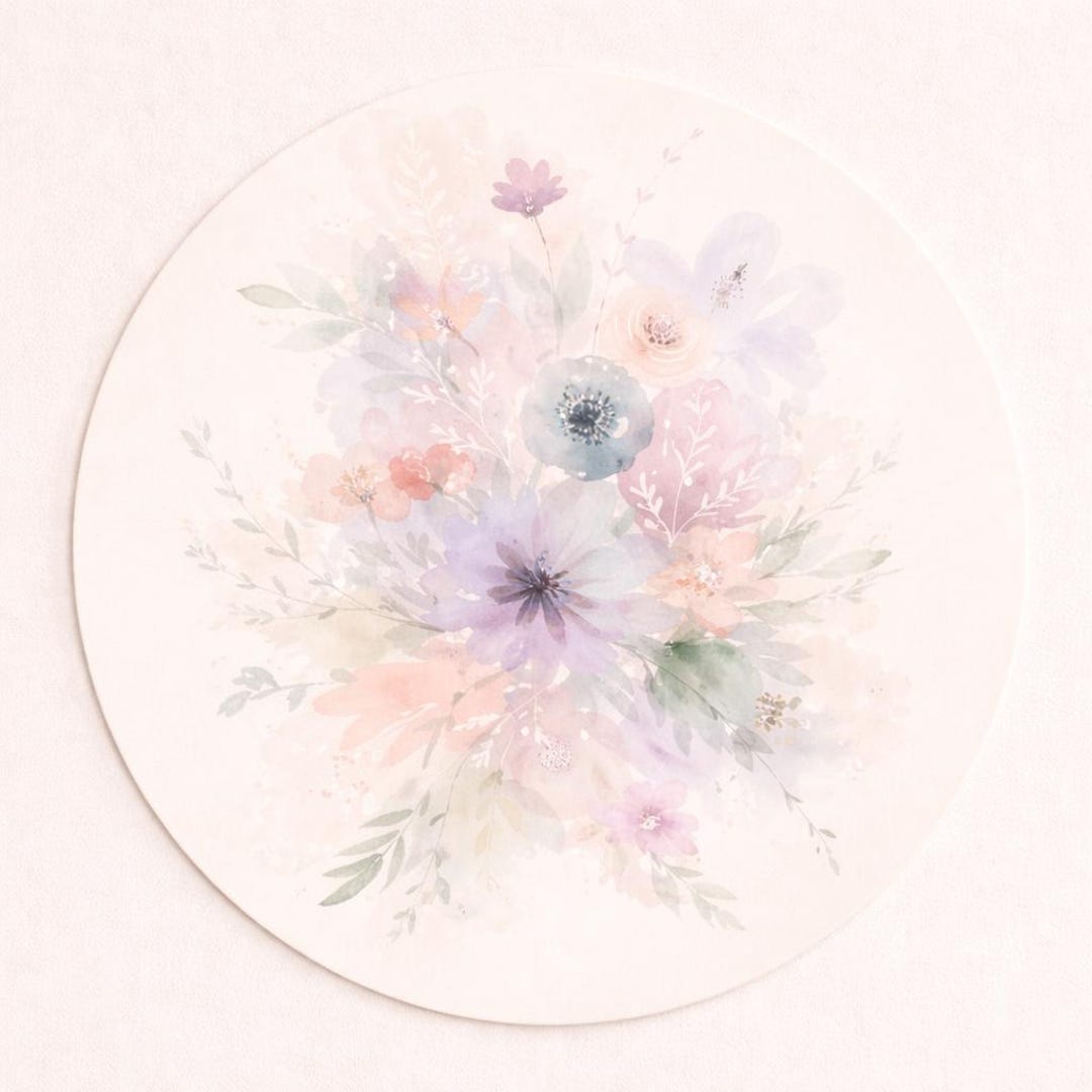 Placemat Set of 4 Pastel Floral – 15 Inch Round Placemat – Soft ...