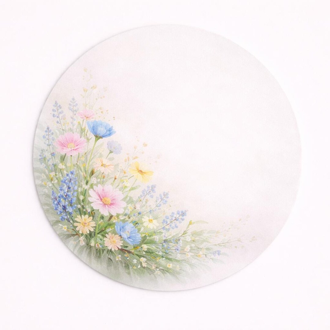 Placemat Set of 4 Pastel Floral – 15 Inch Round Placemat With Soft ...