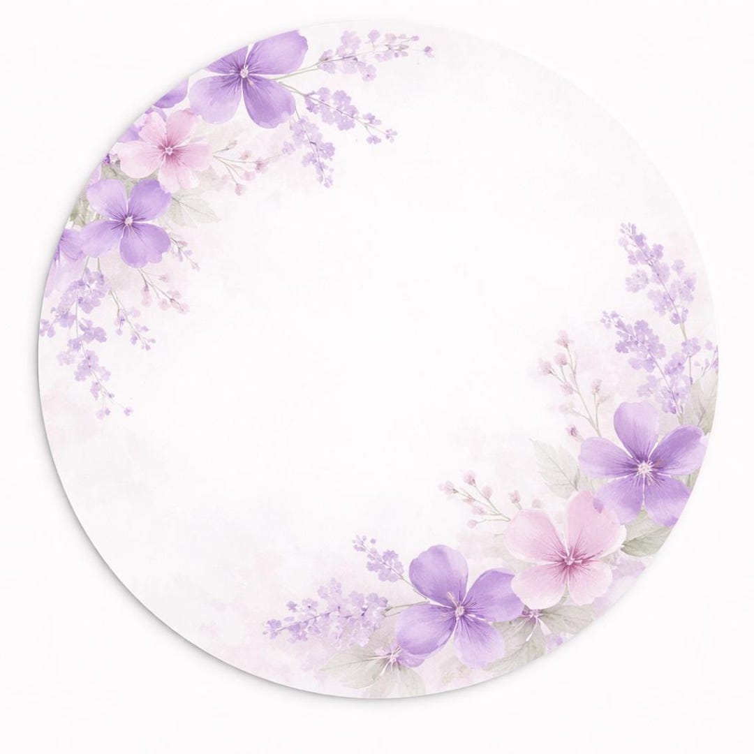 Placemat Set of 4 Pastel Floral – 15 Inch Round Placemat, Soft Lavender ...