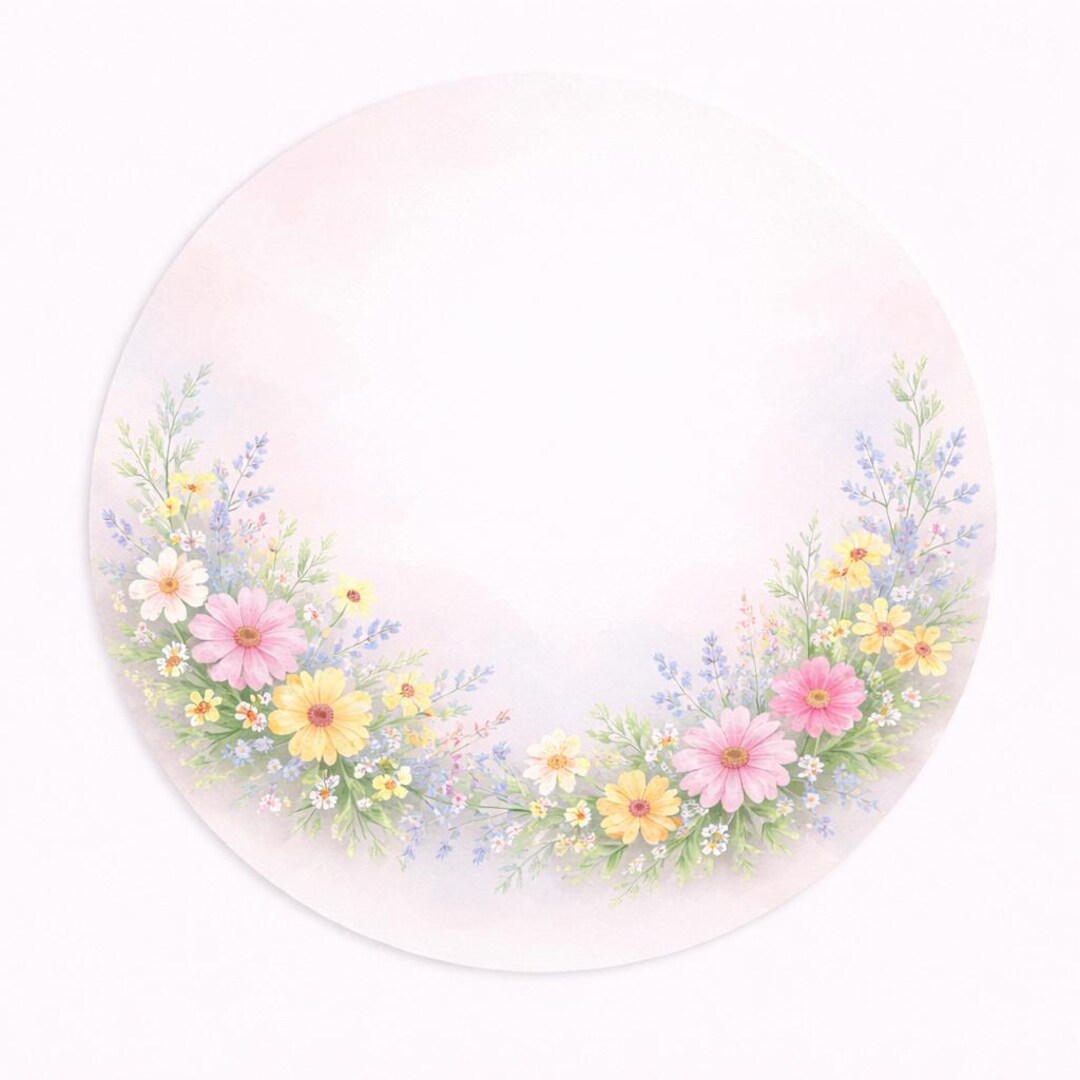 Placemat Set of 4 Pastel Floral – 15 Inch Round Placemat Soft Meadow ...