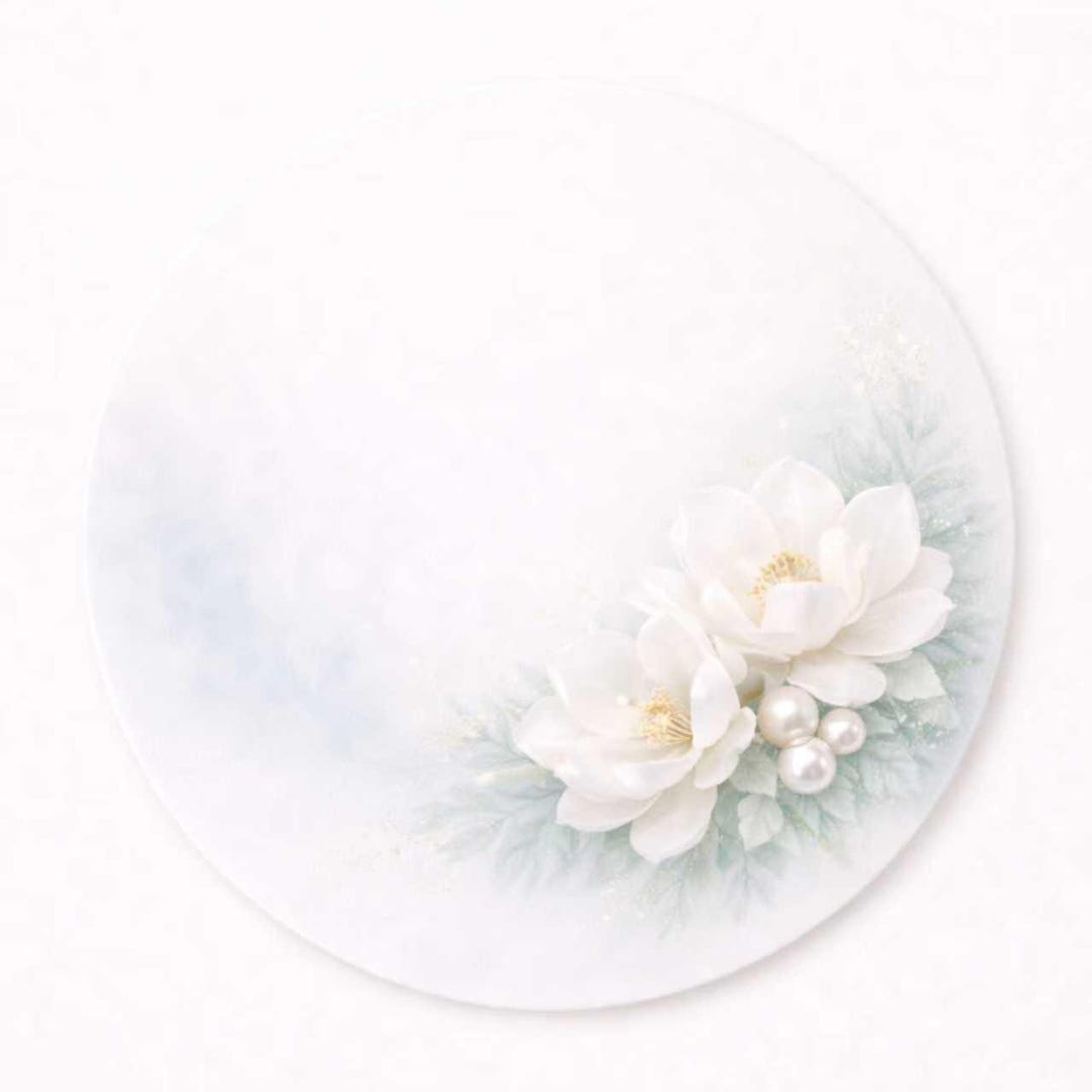Placemat Set of 4 Pastel – 15 Inch Round Placemat– White Floral Winter ...