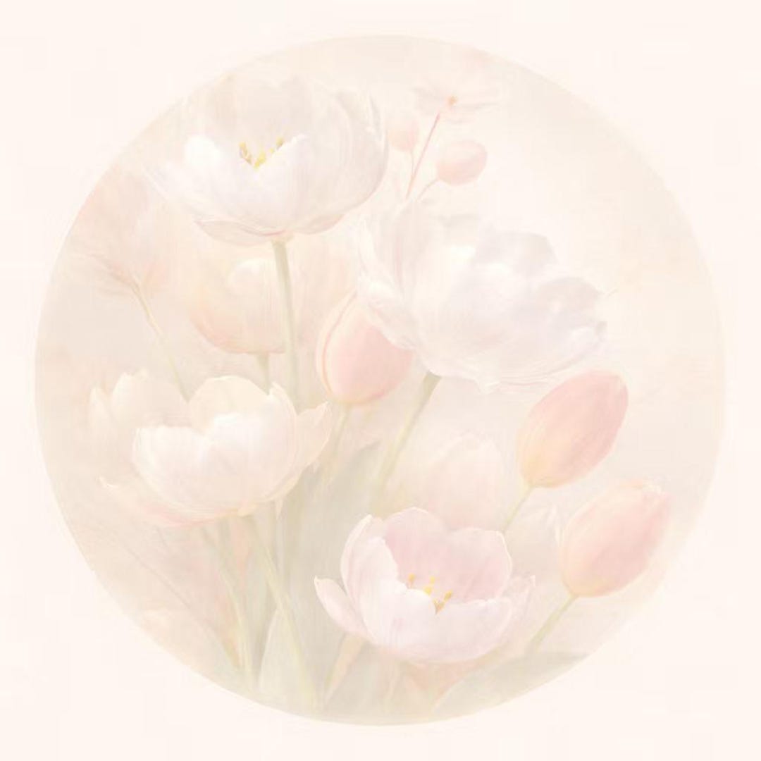 Placemat Set of 4 –15 Inch Round – Soft Tulips–pastel Floral Dining ...