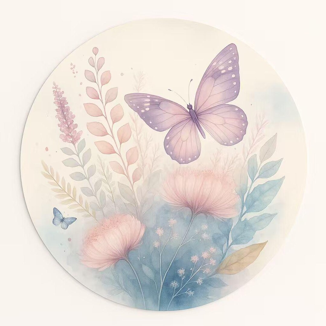Placemat Set of 4 Pastel Floral – 15 Inch Round Placemat – Soft ...