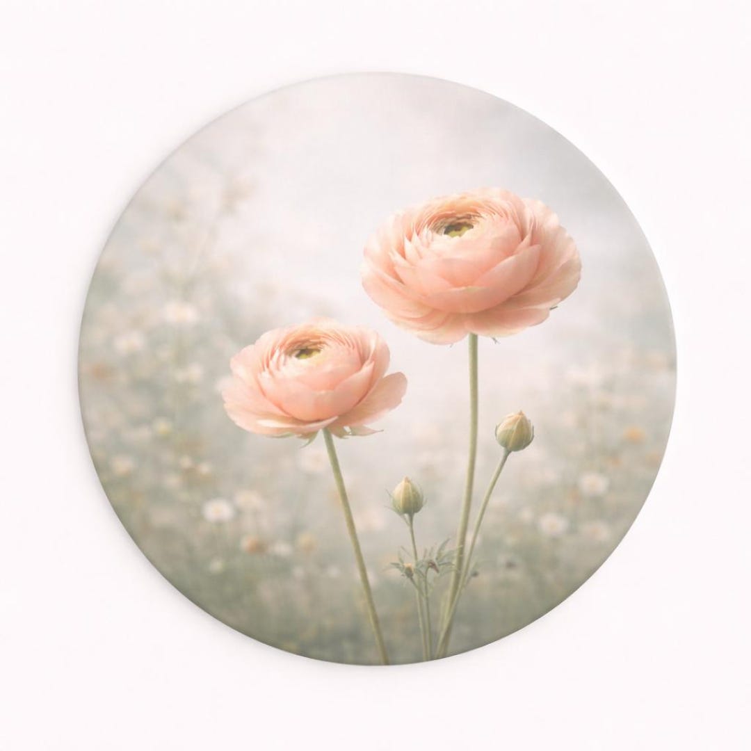 Placemat Set of 4 Pastel – 15 Inch Round Placemat – Soft Pink Floral ...