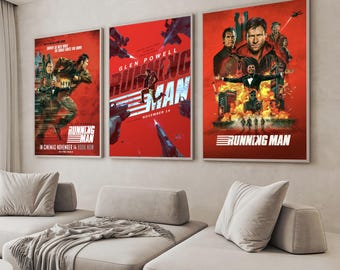 ランニングマン映画ポスター、ユニークな映画アート、上質なキャンバス