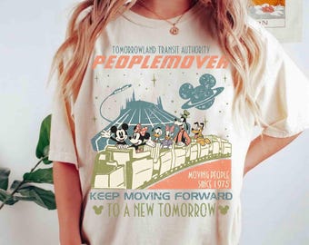 Vintage Disney Mickey and Friends Space Mountain Shirt, Tomorrowland Transit Authority People Mover Tee, Keep Moving Forward, WDW Disneyland