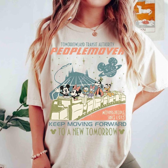 Vintage Disney Mickey and Friends Space Mountain Shirt, Tomorrowland Transit Authority People Mover Tee, Keep Moving Forward, WDW Disneyland