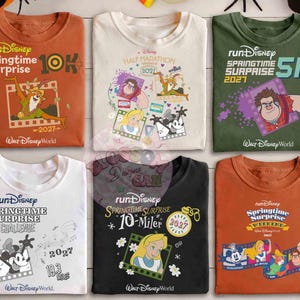 Chemise de groupe du semi-marathon Disney Week-end 2027, course surprise printanière WDWDébardeur Disney Challenge 5 km 10 km, marathon Mickey Alice Robin des Bois