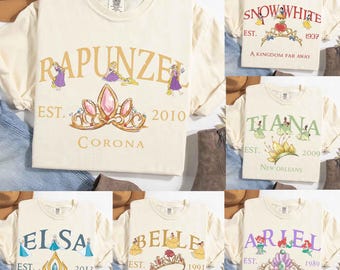 Disney Princess Crowns Shirt, Disney Aurora Ariel Belle Cinderella Tiana Matching Shirt, Magic Kingdom Disneyland Girl Trip 2026