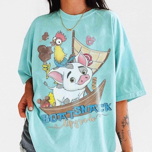 Funny Pua Pig & Heihei Boat Snack Upgrade T-Shirt, Disney Moana Princess Snacking Team Tee, Moana Movie 2026, Disney's Polynesian Village image 4