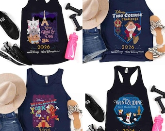 Disney Wine & Dine Half Marathon Weekend 2026 Tank Top, Aristocats Mary Poppins Penguins, Three Caballeros, Runner 5K 10K, WDW Family Trip