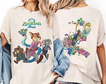 Tvåsidig Disney Zootopia 2-tröja, Judy Hopps Nick Wilde Gary De'Snake-tröja, Nibbles Maplestick Zootropolis, Disneyland-familjeresa 2026