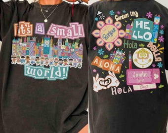 Camiseta de dos caras "Es un mundo pequeño" de Fantasyland Park, camiseta "El crucero más feliz jamás navegado", etiqueta "Aloha Gunten", vacaciones en Disneyland 2026