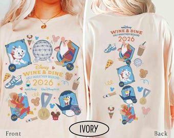 2-sided runDisney Wine & Dine Half Marathon 2026 T-shirt, Epcot Center runDisney Tanktop, Marie Grumpy The Three Caballeros Runner 5K 10K