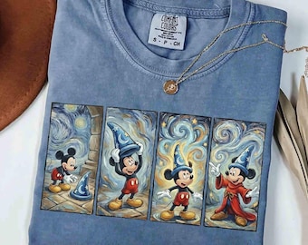 Comfort Colors® Walt Disney Fantasia Mickey Mouse retro-shirt, T-shirt Mickey Sorcerer, T-shirt Fantasia Mickey, bijpassende familiereis verjaardag