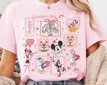 Coquette bows Mickey and Friends Disney Valentine Shirt, Happy Valentine's Day 2026, WDW Disneyland Valentine Gift For Her Matching Tee