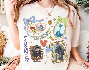 Coquette Row Disney Zootopia 2 karaktärer tröja, Judy Hopps Nick Wilde Gary De'Snake tröja, Zootropolis, Disneyland familjeresa 2026 tröja