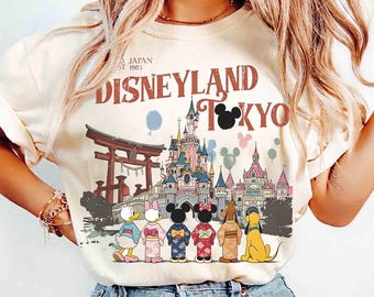 Retro Mickey & Friends Disneyland Tokyo Japan 1983 Shirt, Disney Magical Castle Tee, Mickey Balloon tee, WDW Disneyland Family Trip Outfits