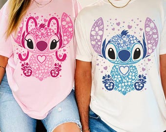 Disney Stitch & Angel Paare Shirt, Wo I Go Trouble Follows t-Shirt, Lilo und Stitch Happy Valentine, Disneyland Paar Valentine Reise Shirt