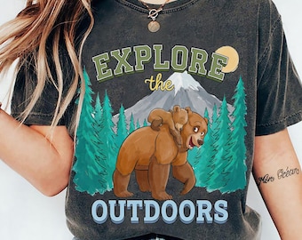 Retro Disney Brother Bear Explore The Outdoors Shirt, Brother Bear Kenai Koda Alaska Tee, Disneyland Holiday Family Matching Trip Shirt