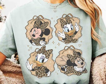 Comfort Colors® Minnie Mouse And Daisy Duck Leopard Shirt, Disney Bestie Vacation Shirt, Disneyland Girls Matching Trip, WDW Bestie Tee