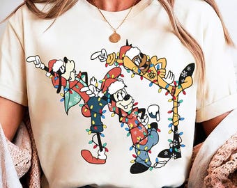 Disney A Goofy Movie Characters Christmas Shirt, Goofy Max Goof Powerline Xmas Lights Tee, Powerline Stand Out World Tour, WDW Family Trip