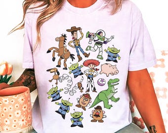 Retro Disney Pixar Toy Story Toodler Comfort Colors Shirt, Vintage Woody Buzz Lightyear Aliens Tee, Disneyland Trip Family Matching Shirt