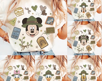 Retro Vintage Disney Mickey and Friends Wilderness Lodge Team Shirt, Disney Safari Mode Animal Kingdom Tee, Disneyland Family Matching Shirt