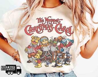 Retro Comfort Color The Muppet Christmas Carol Shirt, Kermit The Frog Gonzo Rizzo Xmas Tee, Muppet Christmas Carol Vintage, WDW Family Trip