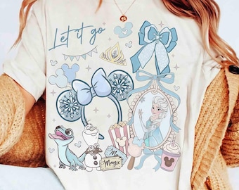 Watercolor Coquette Bows Disney Elsa Princess Frozen Movie T-shirt, Bruni Olaf Let it go Tee, Epcot Snack Shirt, Gift For Her, WDW Girl Trip