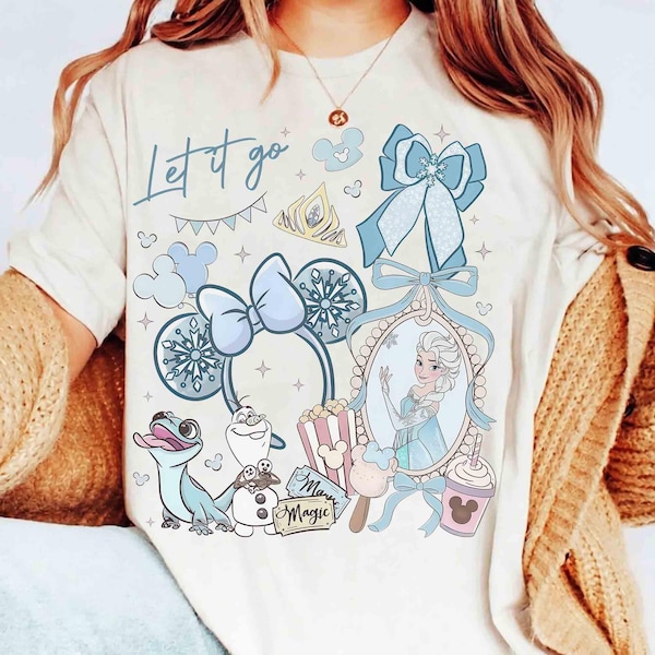 Camiseta de la película Frozen de Disney con lazos coquetos en acuarela, camiseta de Bruni Olaf Let it go, camiseta de Epcot Snack, regalo para ella, viaje de chicas a WDW