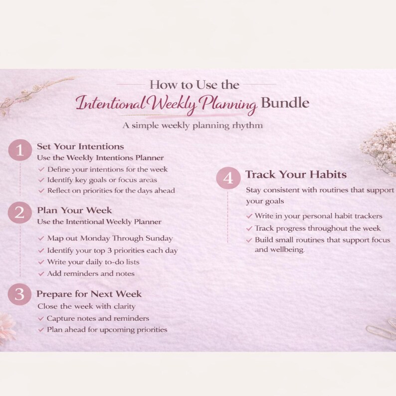Weekly Intentions Worksheet.pdf Weekly Planning Set for Women | Mindful Planner + Intentions Journal ...