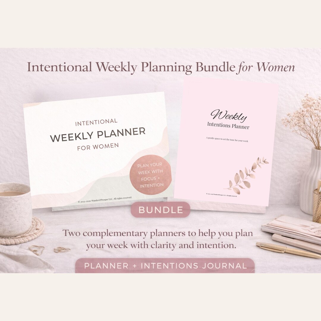 Weekly Planning Set for Women | Mindful Planner + Intentions Journal ...