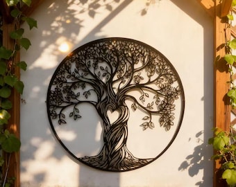 Tree Of Life Metal Wall Hanging Mural, Large Metal Tree of Life Design Wall Art, Home Decor, Courtyard Decor, Outside Yard Garden Decor