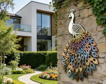 Heat Colored Beautiful Peacock, Colorful Tail Peacock, Peacock Metal Hanging Metal Wall Art Decor, Unique Garden Decor, Handmade Metal Decor