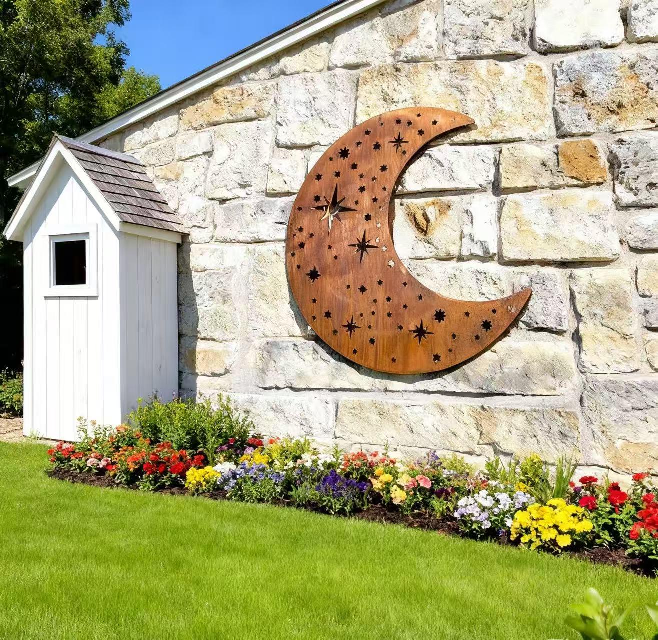 Rusty Metal Moon Wall Art, Metal Moon Sign, Rust Art Metal Wacky Moon ...