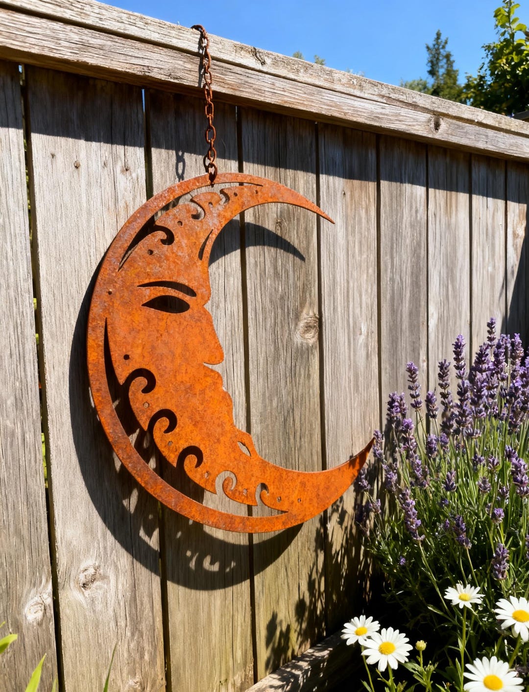 Rustic Moon Rusty Moon Face Wall Art, Metal Moon Sign, Rust Art Yard Wall Decor ...
