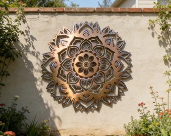 Sri Yantra Sign Wall Art, Heat Colored Metal Spiritual Art, Sacred Geometry Decor, Zen Art, Great Hanging Wall Art Gift