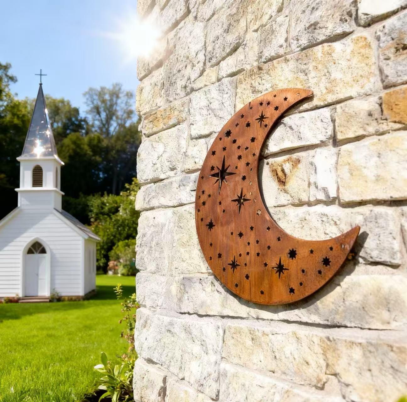 Metal Work Moon Rusty Metal Moon Wall Art, Metal Moon Sign, Rust Art Metal Wacky Moon ...