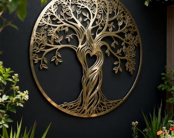 Tree Of Life Metal Wall Hanging Mural, Large Metal Tree of Life Design Wall Art, Home Decor, Courtyard Decor, Outside Yard Garden Decor