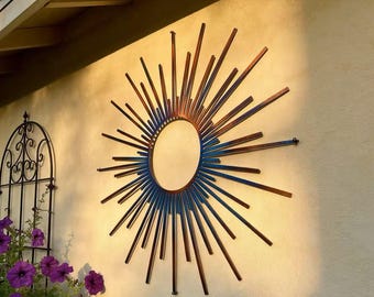 Metal Big Sun Wall Decor, Heat Colored Metal Sunrise Sign, Garden Wall Art, Handmade Yard Hanging Metal Sunrise Art, Room Decor, Home Decor