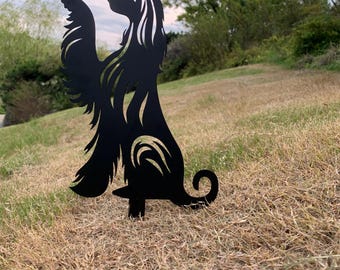 MINGZHE 2 Pezzi Metallo Nero Gatto Cane Palo Statua da Giardino Giardino, Decorazione Cortile Arte Prato, Regali per Gatti per Gli Amanti dei Gatti