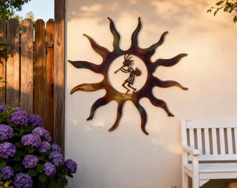 Bohemian style Metal Decor, Metal Wacky Sun Art, Yard Decor, Heated Color Metal Art, Metal Wacky Sun Decor, Metal Wall Hanging