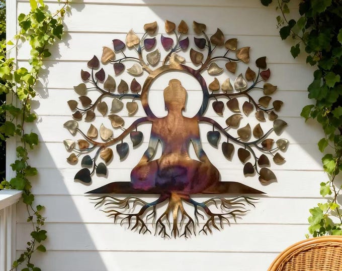 Heat Colored Spiritual Wall Art, Buddha Metal Wall Sign and Decor, Zen Art, Hanging Wall Art Gift, Home Wall Decor for Yoga Meditation Room