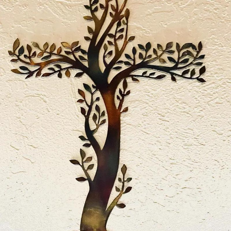 Tree Crosses Metal Cross of Branches Wall Art, Tree of Life Cross Art, Handmade Yard ...