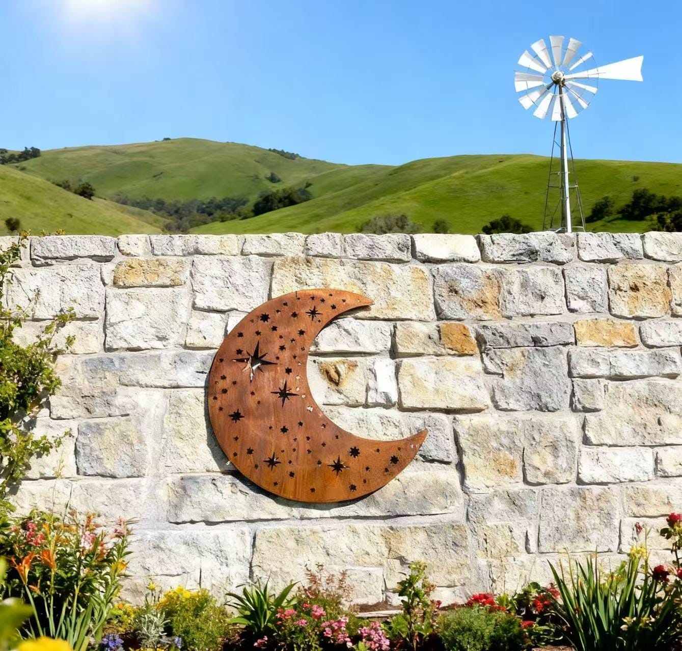 Metal Work Moon Rusty Metal Moon Wall Art, Metal Moon Sign, Rust Art Metal Wacky Moon ...