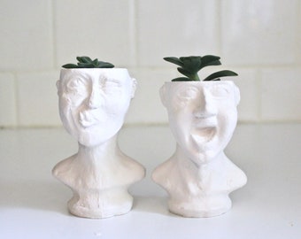 2 Face Planters - Vases