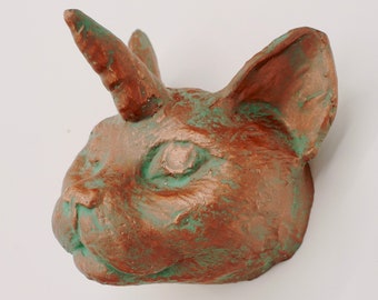 Bronze Cat Unicorn Wall Art