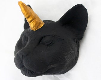 Black Cat Unicorn Wall Art